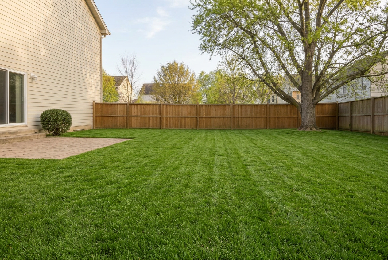 Backyard lawn completely clear after a SCOOP COP residential visit